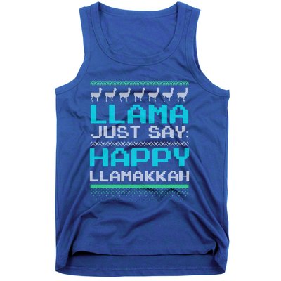 Llama Ugly Sweater Design Happy Llamakah Hannukah Gift Tank Top