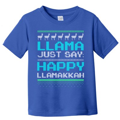 Llama Ugly Sweater Design Happy Llamakah Hannukah Gift Toddler T-Shirt