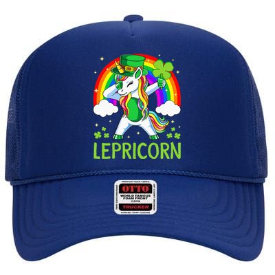 Lepricorn Unicorn St Patricks Day Lucky High Crown Mesh Back Trucker Hat