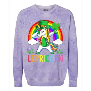 Lepricorn Unicorn St Patricks Day Girl Lucky Colorblast Crewneck Sweatshirt