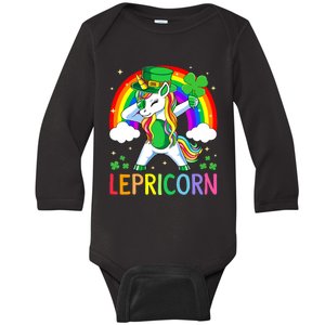 Lepricorn Unicorn St Patricks Day Girl Lucky Baby Long Sleeve Bodysuit