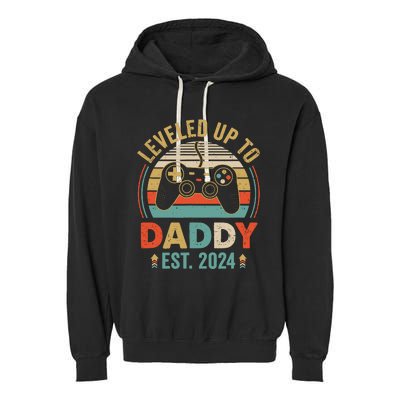 Leveled Up To Daddy 2024 Video Game Promoted To Daddy Garment-Dyed Fleece Hoodie