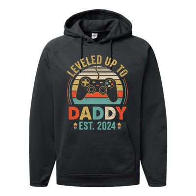 Leveled Up To Daddy 2024 Video Game Promoted To Daddy Performance Fleece Hoodie