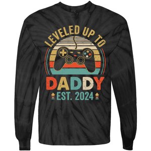 Leveled Up To Daddy 2024 Video Game Promoted To Daddy Tie-Dye Long Sleeve Shirt