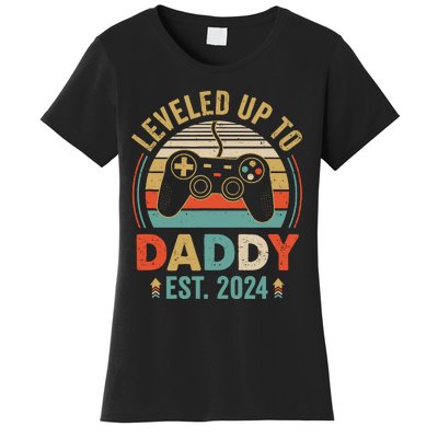 Leveled Up To Daddy 2024 Video Game Promoted To Daddy Women's T-Shirt