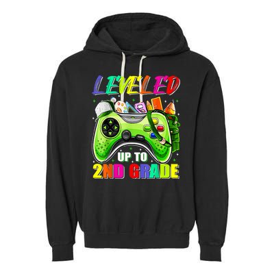 Leveled Up To 2nd Grade Gamer Back To School First Day Boys Garment-Dyed Fleece Hoodie