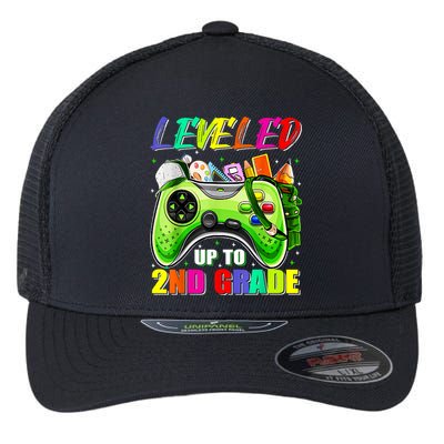 Leveled Up To 2nd Grade Gamer Back To School First Day Boys Flexfit Unipanel Trucker Cap