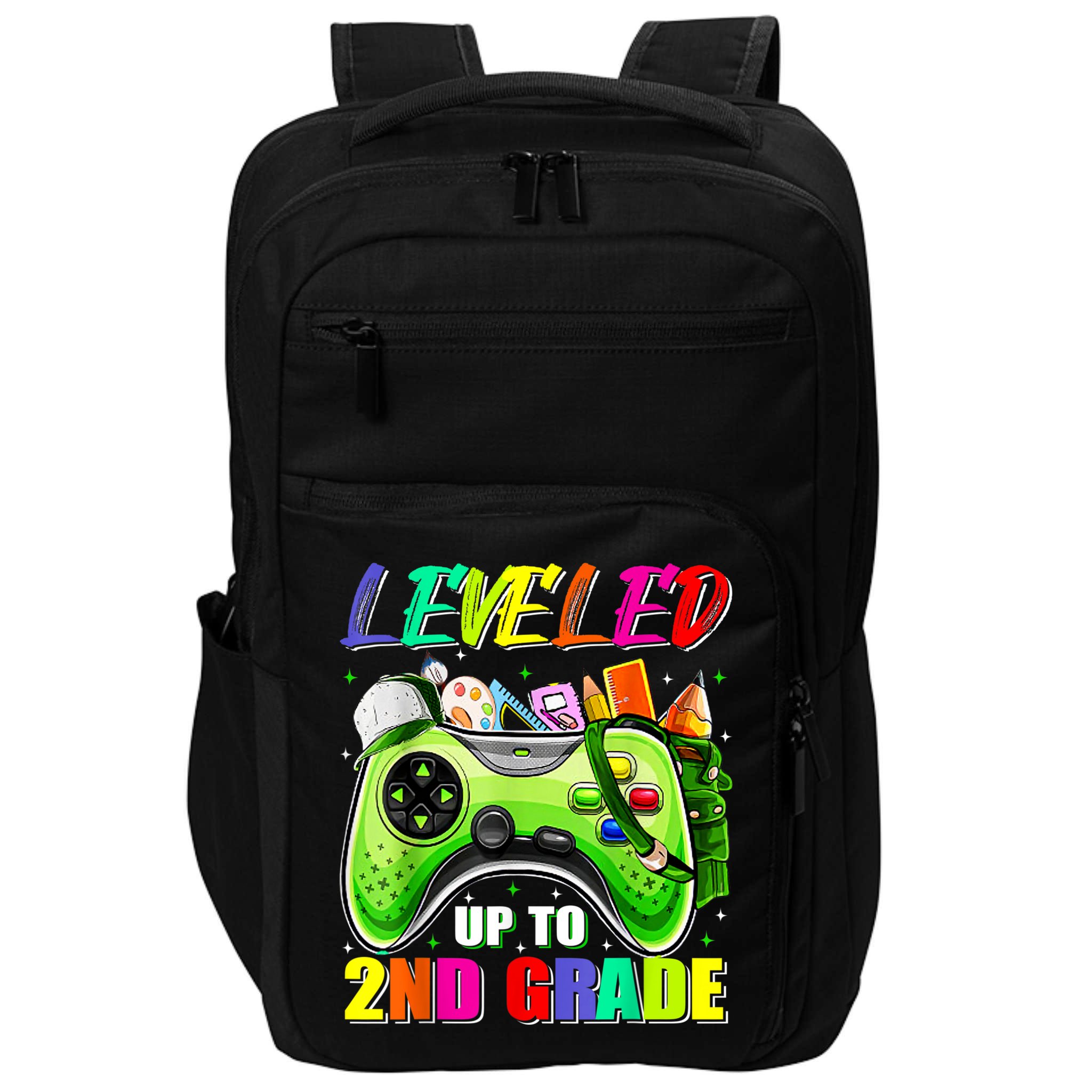 Leveled Up To 2nd Grade Gamer Back To School First Day Boys Impact Tech Backpack