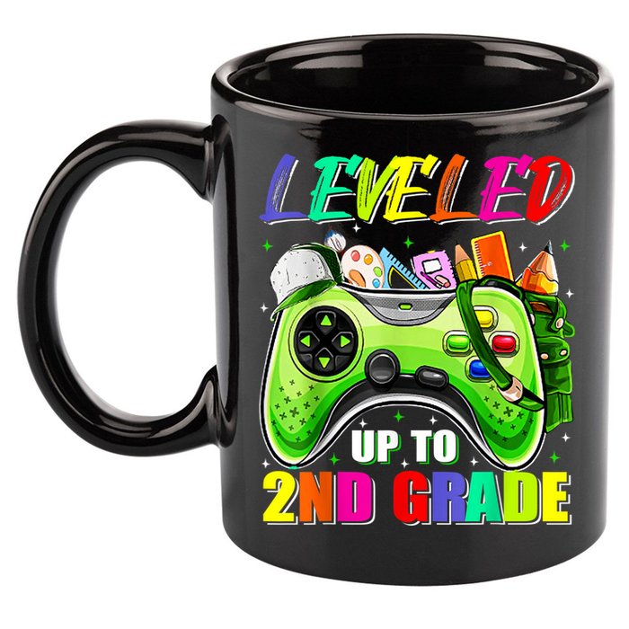 Leveled Up To 2nd Grade Gamer Back To School First Day Boys 11oz C Handle Ceramic Mug