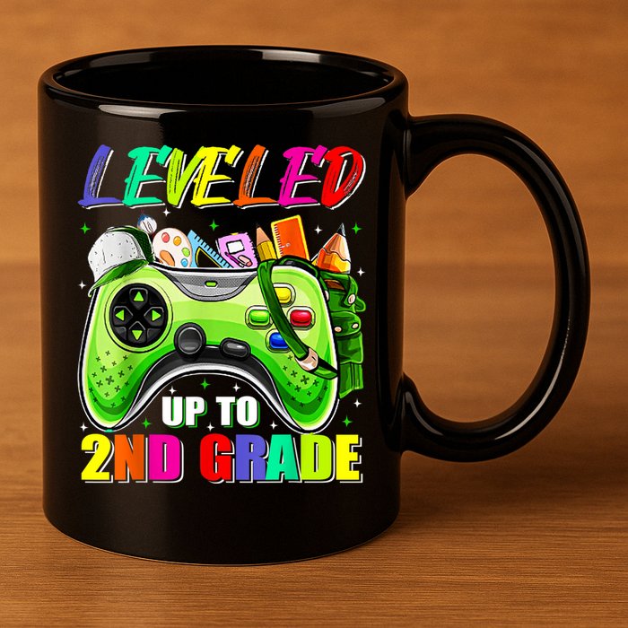 Leveled Up To 2nd Grade Gamer Back To School First Day Boys 11oz C Handle Ceramic Mug