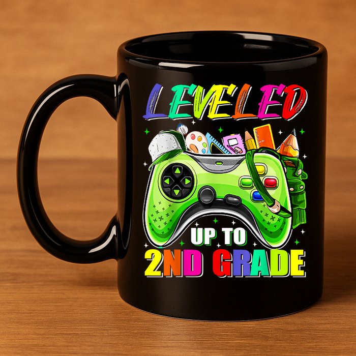 Leveled Up To 2nd Grade Gamer Back To School First Day Boys 11oz C Handle Ceramic Mug