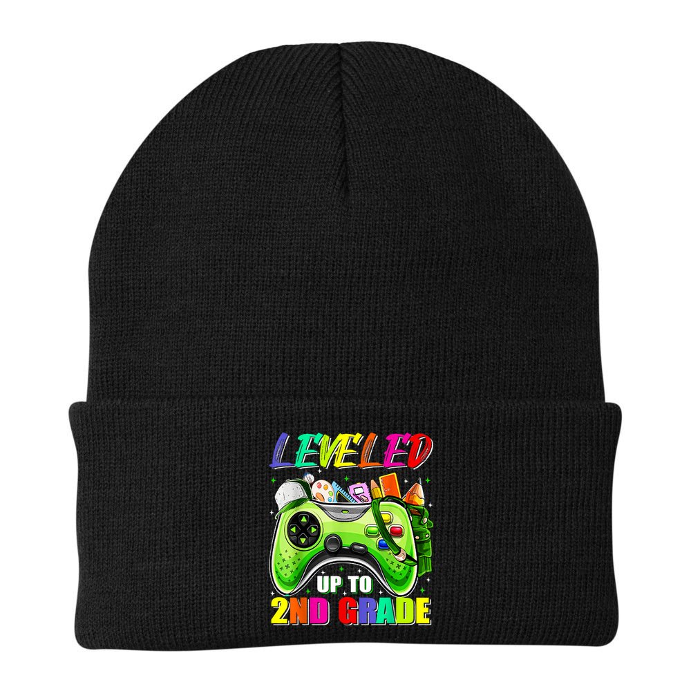 Leveled Up To 2nd Grade Gamer Back To School First Day Boys Beanie