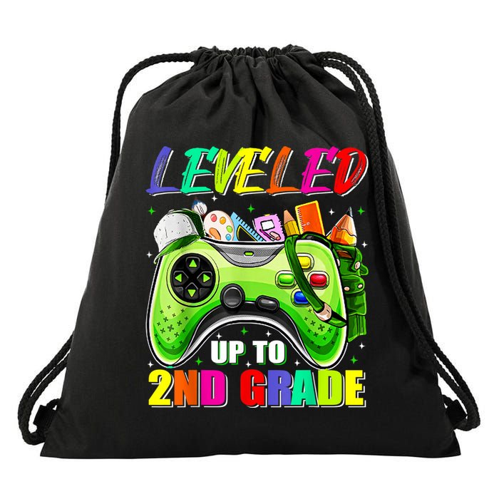 Leveled Up To 2nd Grade Gamer Back To School First Day Boys Drawstring Bag