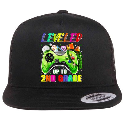 Leveled Up To 2nd Grade Gamer Back To School First Day Boys Flat Bill Trucker Hat