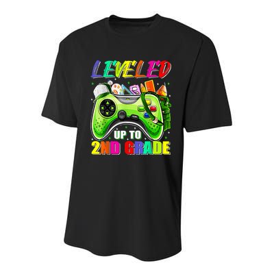 Leveled Up To 2nd Grade Gamer Back To School First Day Boys Youth Performance Sprint T-Shirt