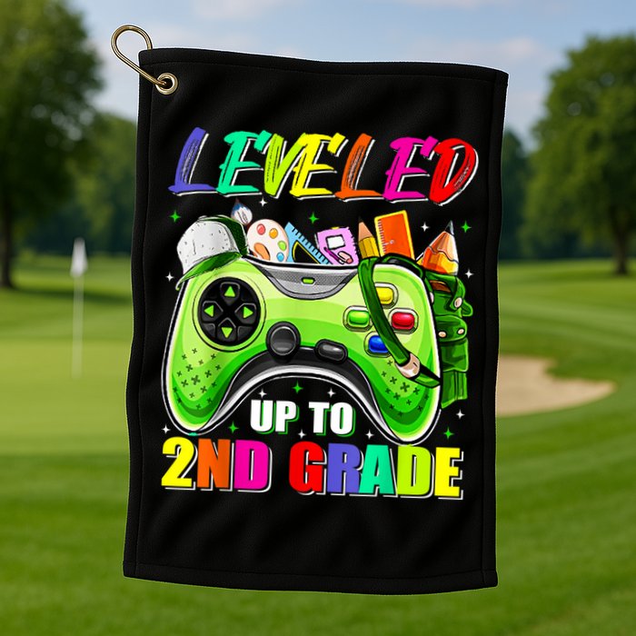 Leveled Up To 2nd Grade Gamer Back To School First Day Boys Golf Towel