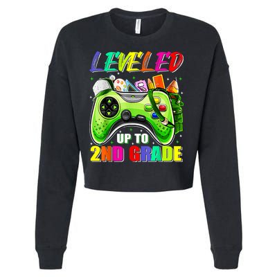 Leveled Up To 2nd Grade Gamer Back To School First Day Boys Cropped Pullover Crew