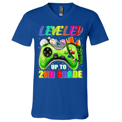 Leveled Up To 2nd Grade Gamer Back To School First Day Boys V-Neck T-Shirt