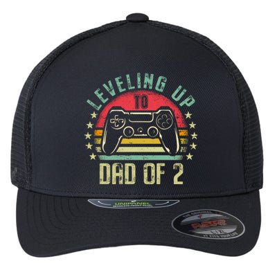 Leveling Up To Dad Of 2 Daddy Again Leveled Up Video Gamer Cute Gift Flexfit Unipanel Trucker Cap