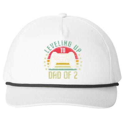 Leveling Up To Dad Of 2 Daddy Again Leveled Up Video Gamer Cute Gift Snapback Five-Panel Rope Hat