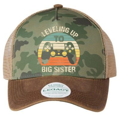 Leveling up to big sister cute gamer vintage  Legacy Tie Dye Trucker Hat