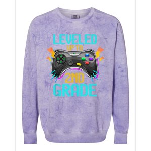 Leveled Up To 2nd Grade Video Gamer Back To School Boy Kid Colorblast Crewneck Sweatshirt