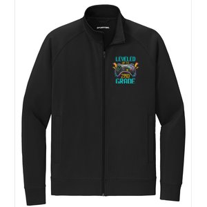 Leveled Up To 2nd Grade Video Gamer Back To School Boy Kid Stretch Full-Zip Cadet Jacket