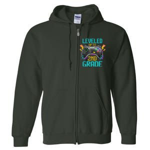 Leveled Up To 2nd Grade Video Gamer Back To School Boy Kid Full Zip Hoodie