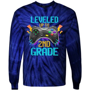 Leveled Up To 2nd Grade Video Gamer Back To School Boy Kid Tie-Dye Long Sleeve Shirt