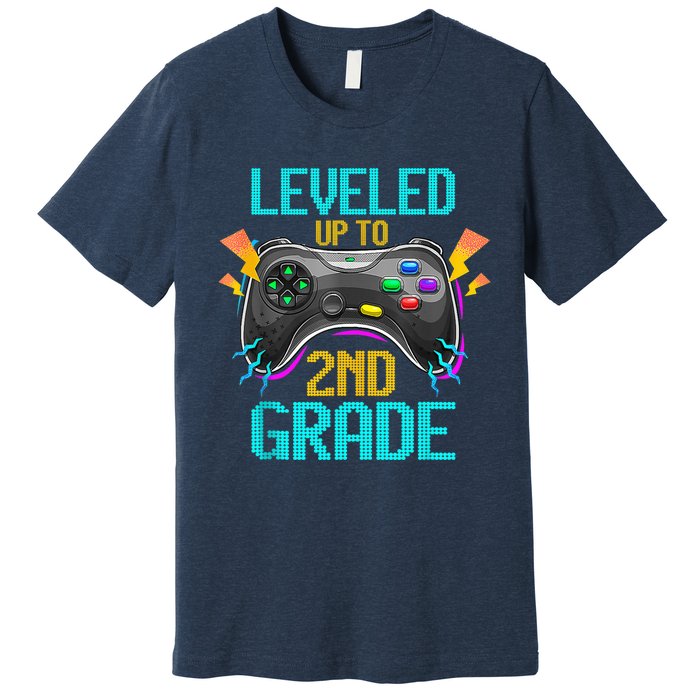 Leveled Up To 2nd Grade Video Gamer Back To School Boy Kid Premium T-Shirt