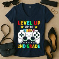 Level Up To 2nd Grade Team Second Grade Women's V-Neck T-Shirt