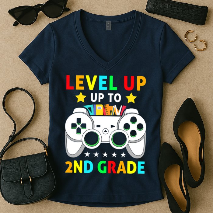 Level Up To 2nd Grade Team Second Grade Women's V-Neck T-Shirt
