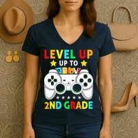 Level Up To 2nd Grade Team Second Grade Women's V-Neck T-Shirt