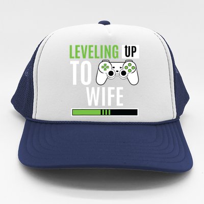 Leveling Up To Wife Gaming Engagement Bride Announcement Trucker Hat