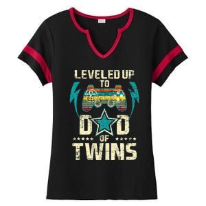 Leveled Up To Dad Of Twins Twin Dad Father Of Twins Ladies Halftime Notch Neck Tee