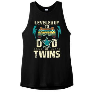 Leveled Up To Dad Of Twins Twin Dad Father Of Twins Ladies PosiCharge Tri-Blend Wicking Tank