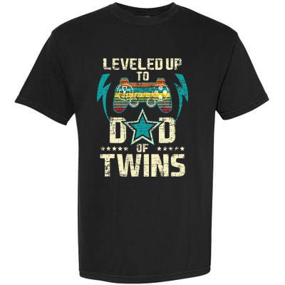 Leveled Up To Dad Of Twins Twin Dad Father Of Twins Garment-Dyed Heavyweight T-Shirt