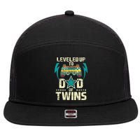 Leveled Up To Dad Of Twins Twin Dad Father Of Twins 7 Panel Mesh Trucker Snapback Hat