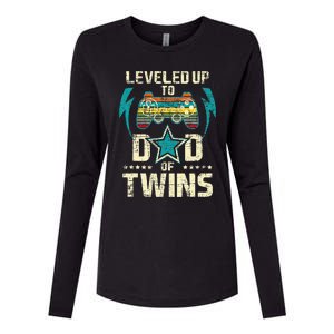 Leveled Up To Dad Of Twins Twin Dad Father Of Twins Womens Cotton Relaxed Long Sleeve T-Shirt