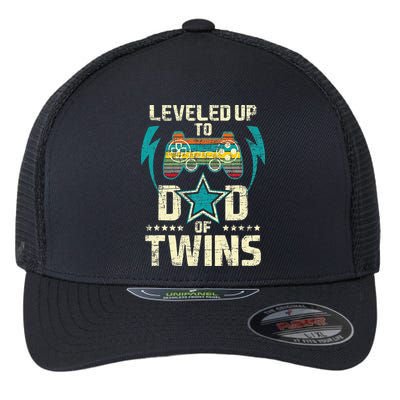 Leveled Up To Dad Of Twins Twin Dad Father Of Twins Flexfit Unipanel Trucker Cap