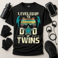 Leveled Up To Dad Of Twins Twin Dad Father Of Twins Performance Shirt