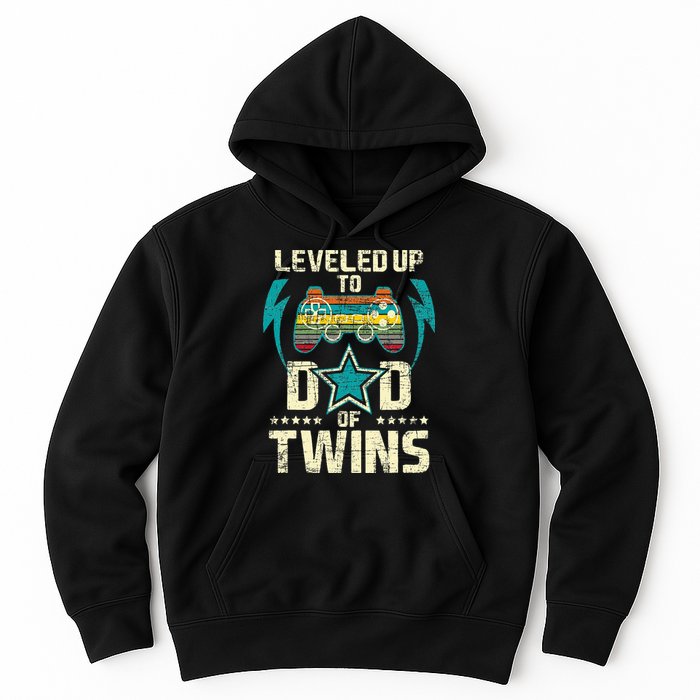 Leveled Up To Dad Of Twins Twin Dad Father Of Twins Hoodie
