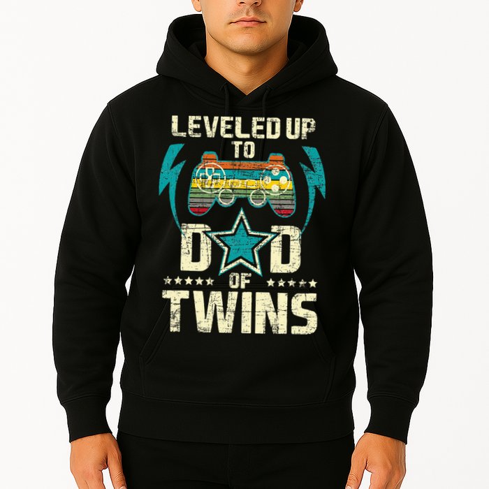 Leveled Up To Dad Of Twins Twin Dad Father Of Twins Hoodie