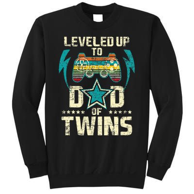 Leveled Up To Dad Of Twins Twin Dad Father Of Twins Sweatshirt