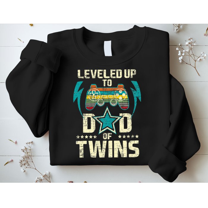 Leveled Up To Dad Of Twins Twin Dad Father Of Twins Sweatshirt