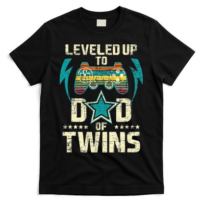 Leveled Up To Dad Of Twins Twin Dad Father Of Twins T-Shirt
