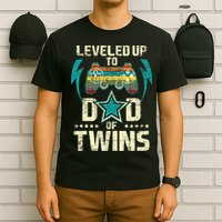 Leveled Up To Dad Of Twins Twin Dad Father Of Twins T-Shirt