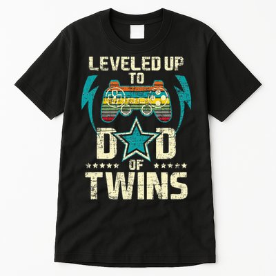 Leveled Up To Dad Of Twins Twin Dad Father Of Twins Tall T-Shirt