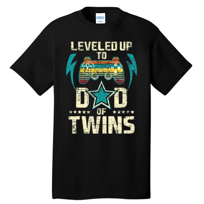 Leveled Up To Dad Of Twins Twin Dad Father Of Twins Tall T-Shirt