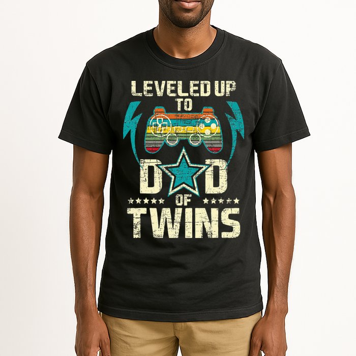 Leveled Up To Dad Of Twins Twin Dad Father Of Twins Tall T-Shirt
